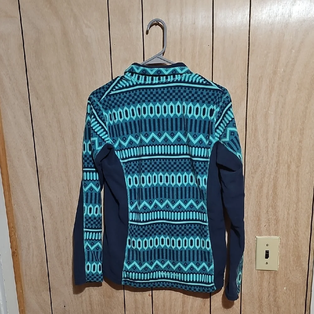 Kari Traa Nordic Print Full Zip Jacket Women’s Large Blue Teal Athletic Fleece - Picture 2 of 13